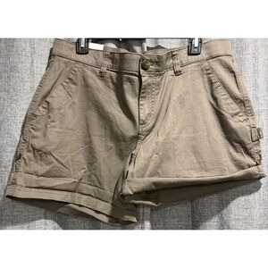 Boston Traders Womens Roll Cuff Shorts Tan Size 14 Adjustable length Pockets NWT